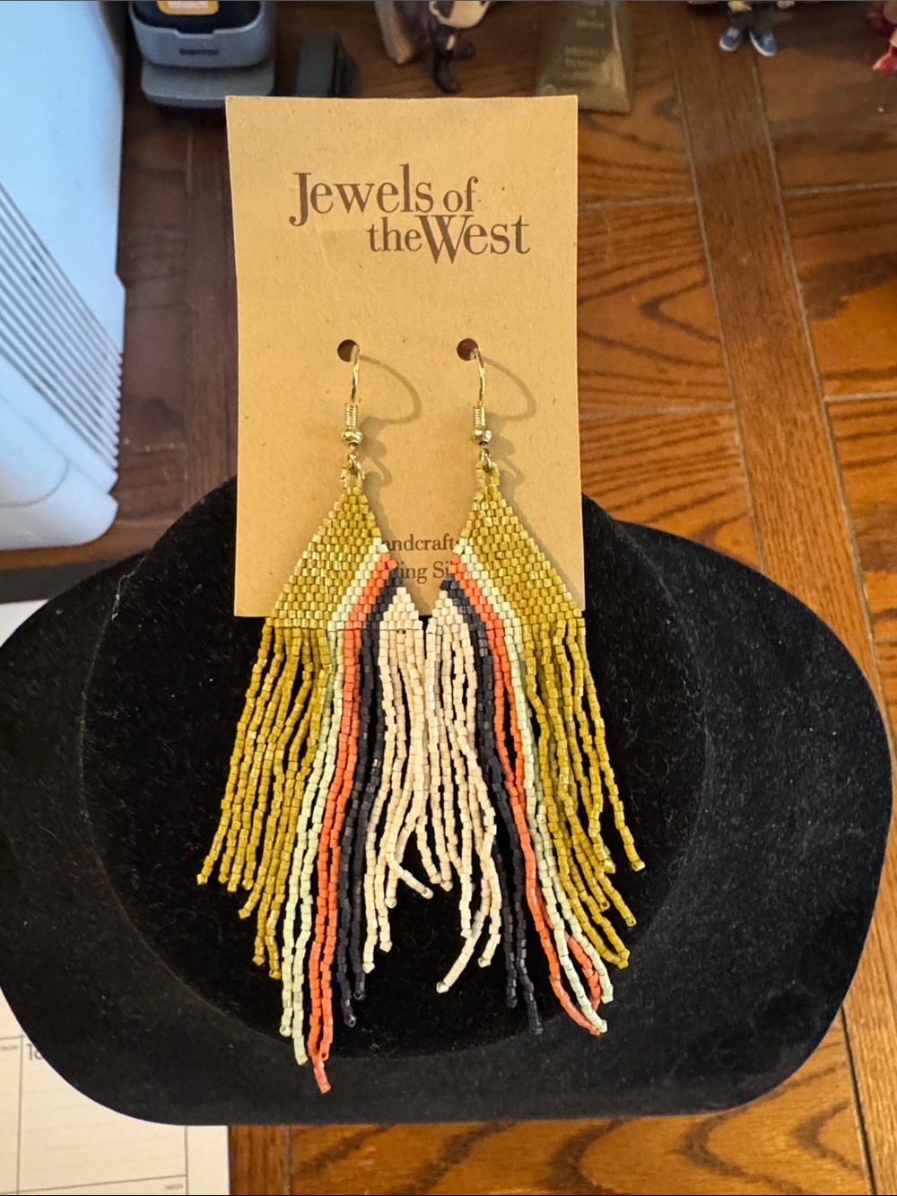 NWT Ink + Alloy Triangle Fringe Seed Bead Dangle Earrings.